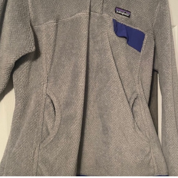 Womens PATAGONIA Grey Soft Quarter Button W/Blue Pocket & Waist Pockets Sz L - Picture 4 of 4